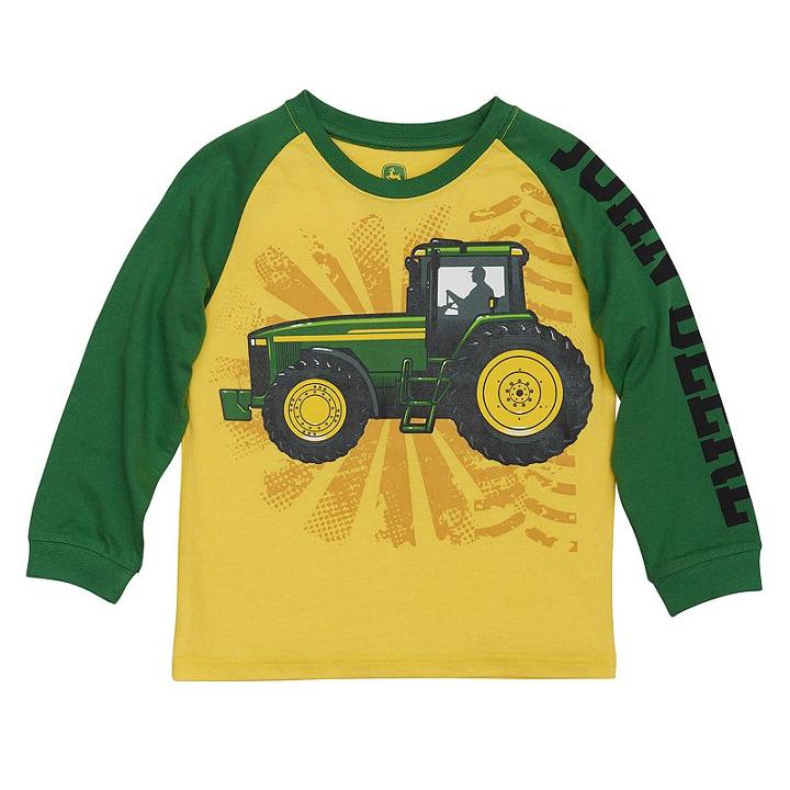 Boys 4-7x John Deere Tractor Raglan Tee, Size: 6, Yellow