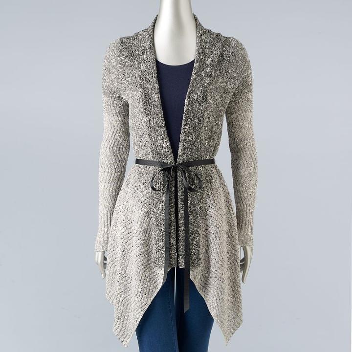 Women's Simply Vera Vera Wang Ombre Boucle Cardigan, Size: Medium, Grey Other