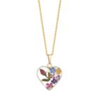 24k Gold Over Silver Pressed Flower Heart Pendant Necklace, Women's, Size: 18, Multicolor