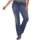 Juniors' Plus Size So&reg; Low-rise Destructed Bootcut Jeans, Teens, Size: 18w Short, Med Blue