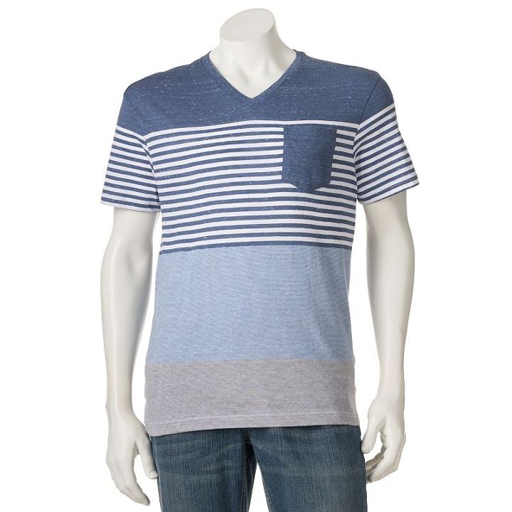 Men's Distortion Legend Striped Tee, Size: Large, Med Blue