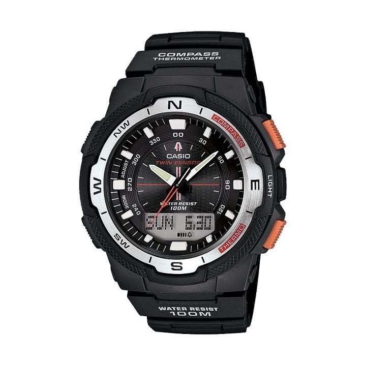 Casio Men's Twin Sensor World Time Compass Analog & Digital Chronograph Watch - Sgw500h-1bv, Black