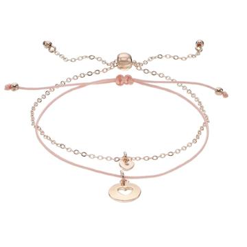 Lc Lauren Conrad Simulated Crystal Heart Bolo & Slipknot Nickel Free Bracelet Set, Women's, Pink