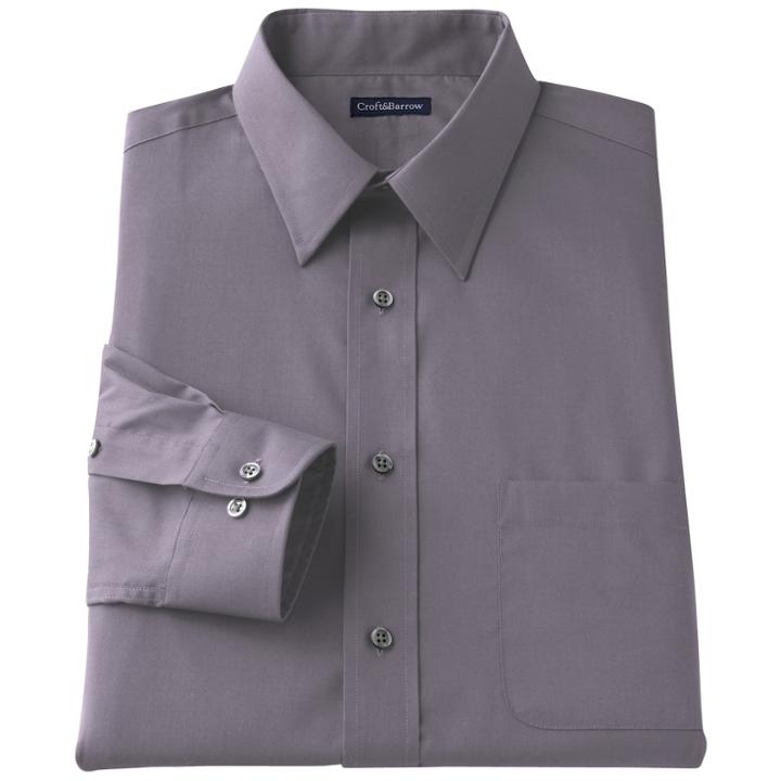Men's Croft & Barrow&reg; Classic-fit Easy Care Point-collar Dress Shirt, Size: 18-34/35, Grey