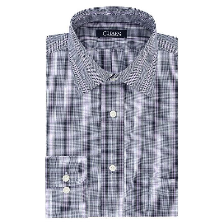 Men's Chaps Regular-fit No-iron Stretch Spread-collar Dress Shirt, Size: 18.5 36/37, Blackwatch Plaid