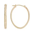 10k Gold Textured Oval Hoop Earrings, Women's