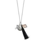 Mudd&reg; Elephant & Tassel Charm Necklace, Women's, Black