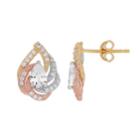 Emotions Tri Tone 18k Gold Over Silver Cubic Zirconia Teardrop Stud Earrings, Women's, White