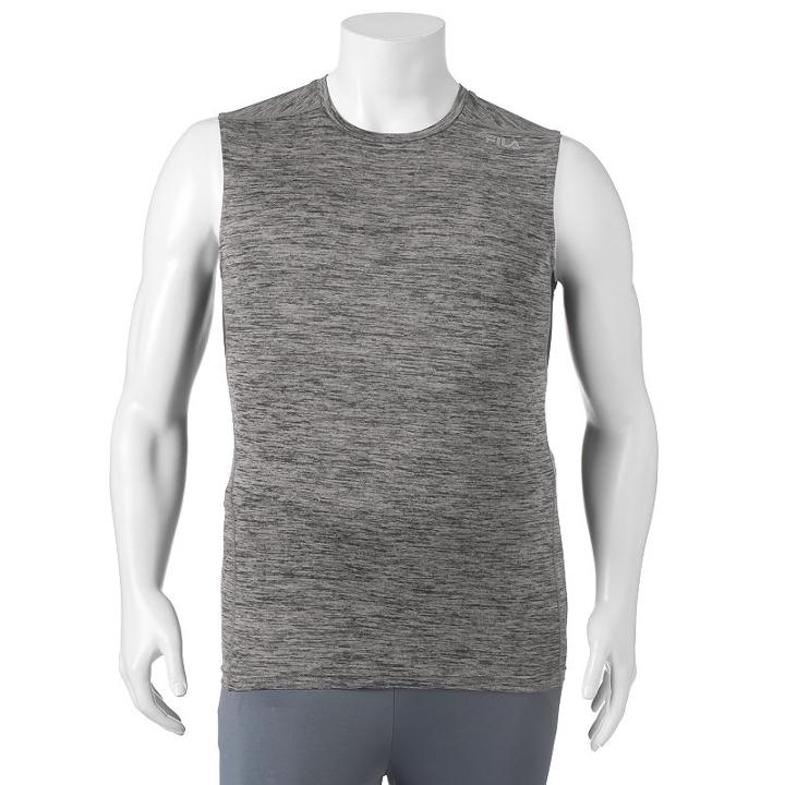 Big & Tall Fila Sport&reg; Fitted Tru-dry Fitted Space-dyed Base Layer Performance Tee, Men's, Size: Xxl Tall, Med Grey