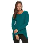 Women's Dana Buchman Shark-bite Hem Sweater, Size: Medium, Green