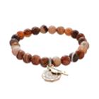 Love This Life Botswana Agate Bead Courage Charm Stretch Bracelet, Women's, Red