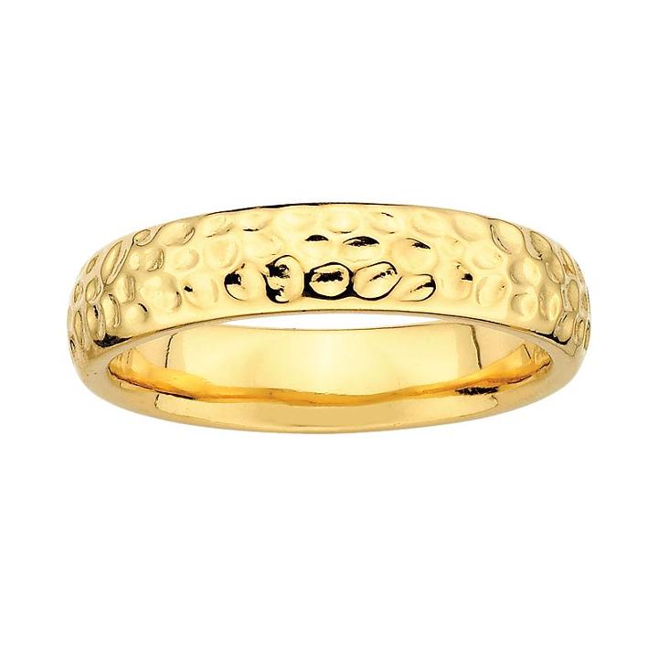 Stacks And Stones 18k Gold Over Silver Hammered Stack Ring, Women's, Size: 9, Yellow