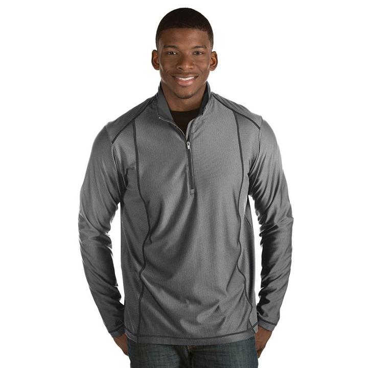 Men's Antigua Tempo Classic-fit Half-zip Pullover Sweater, Size: Small, Dark Grey