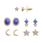 Lc Lauren Conrad Blue Star, Crescent & Oval Stud Earring Set, Women's, Multicolor