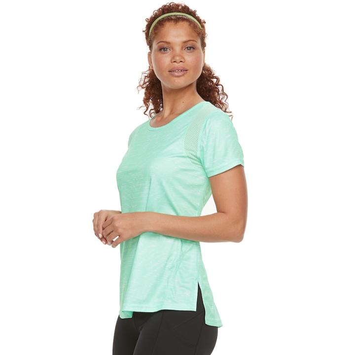 Women's Tek Gear&reg; Performance Base Layer Mesh Panel Tee, Size: Large, Lt Green