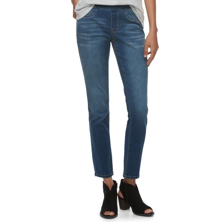 Petite Sonoma Goods For Life&trade; Pull-on Mid-rise Skinny Jeans, Women's, Size: 8p - Short, Med Blue