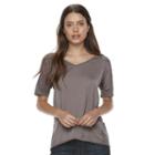 Petite Apt. 9&reg; Mixed-media V-neck Top, Women's, Size: M Petite, Grey
