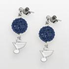 St. Louis Blues Sterling Silver Crystal Ball Drop Earrings, Women's, Blue