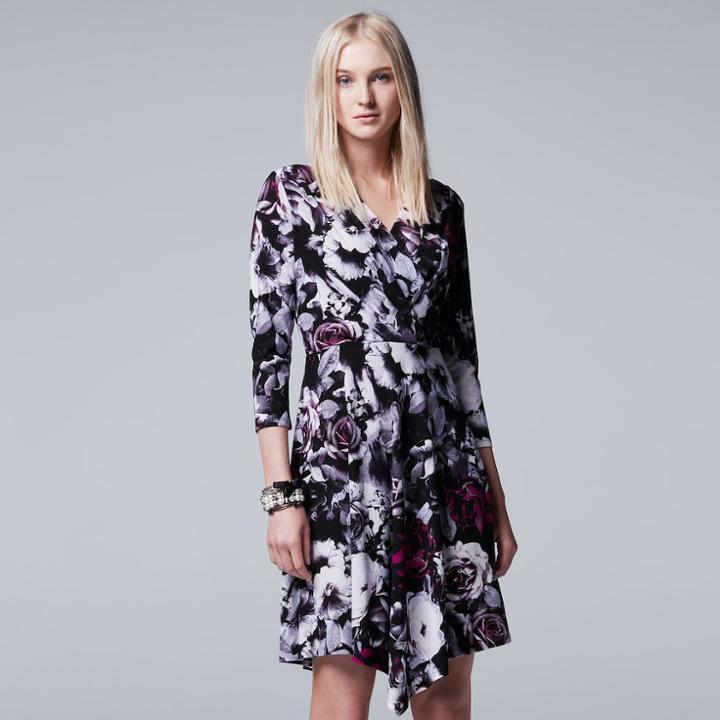 Women's Simply Vera Vera Wang Faux-wrap Dress, Size: Small, Med Purple