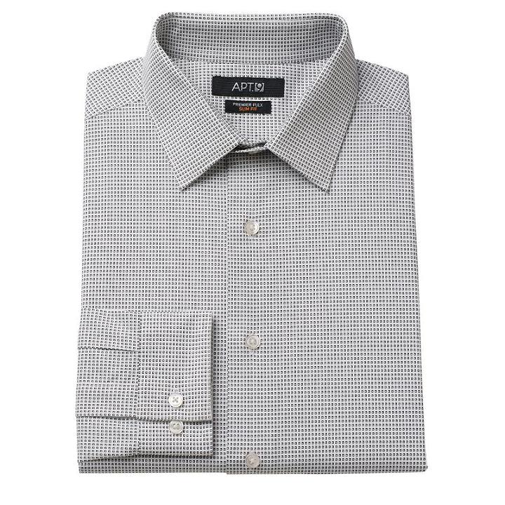 Men's Apt. 9&reg; Slim-fit Flex Collar Dress Shirt, Size: 17.5-32/33, White