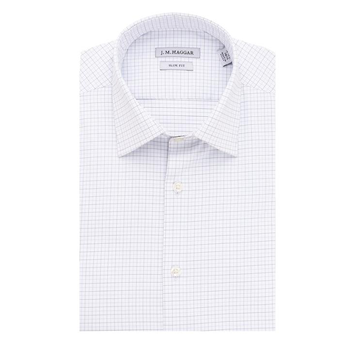 Men's J.m. Haggar Premium Performance Slim-fit Stretch Dress Shirt, Size: 15.5-34/35, Light Blue
