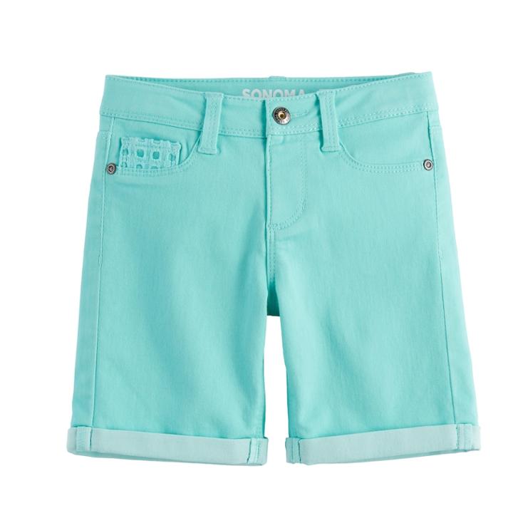 Girls 4-12 Sonoma Goods For Life&trade; Waffle Crocheted Bermuda Shorts, Size: 8, Light Blue