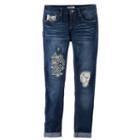 Girls 7-16 & Plus Size Mudd&reg; Rip & Repair Crochet Ankle Skinny Jeans, Size: 10, Blue