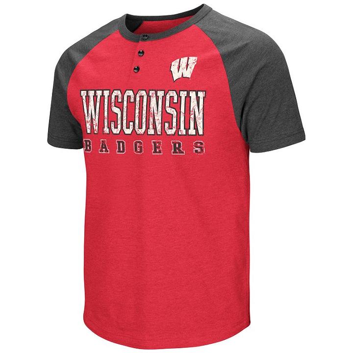 Men's Colosseum Wisconsin Badgers Spotter Henley, Size: Xl, Light Red