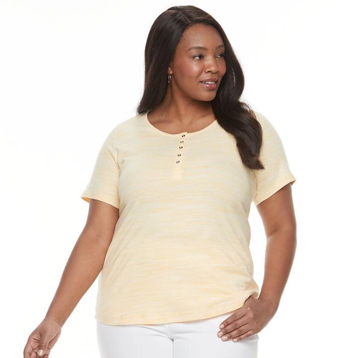 Plus Size Croft & Barrow&reg; Henley Tee, Women's, Size: 3xl, Gold