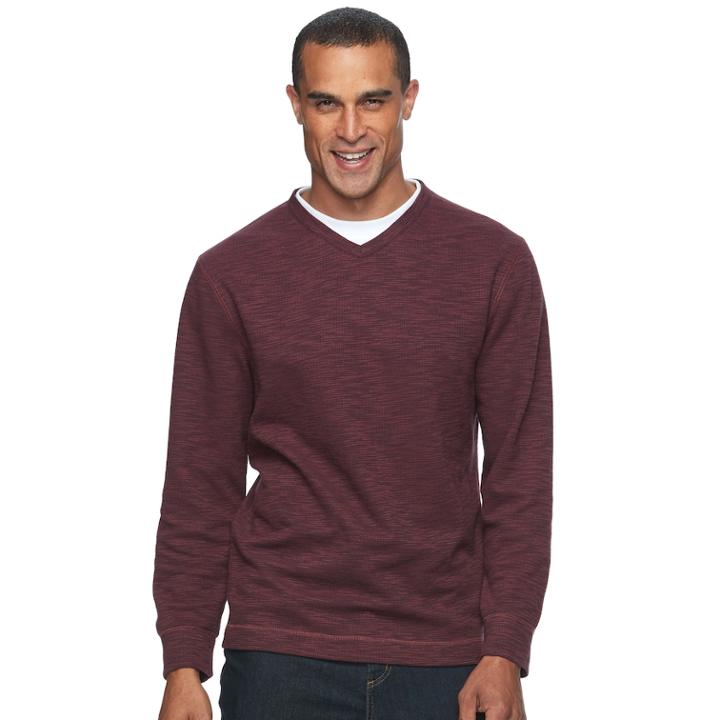 Men's Method Classic-fit Mock-layered Tee, Size: Medium, Dark Red