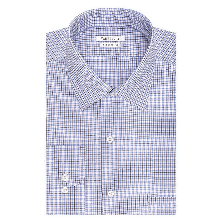Men's Van Heusen Regular-fit Striped Wrinkle-free Dress Shirt, Size: 14.5-32/33, Blue Other