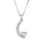 Love Is Forever Diamond Accent Sterling Silver & 14k Gold Over Silver Moon & Heart Pendant Necklace, Women's, White