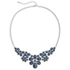 Blue Geometric Flower Statement Necklace, Women's, Navy