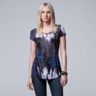 Women's Simply Vera Vera Wang Print Scoopneck Tee, Size: Medium, Med Blue