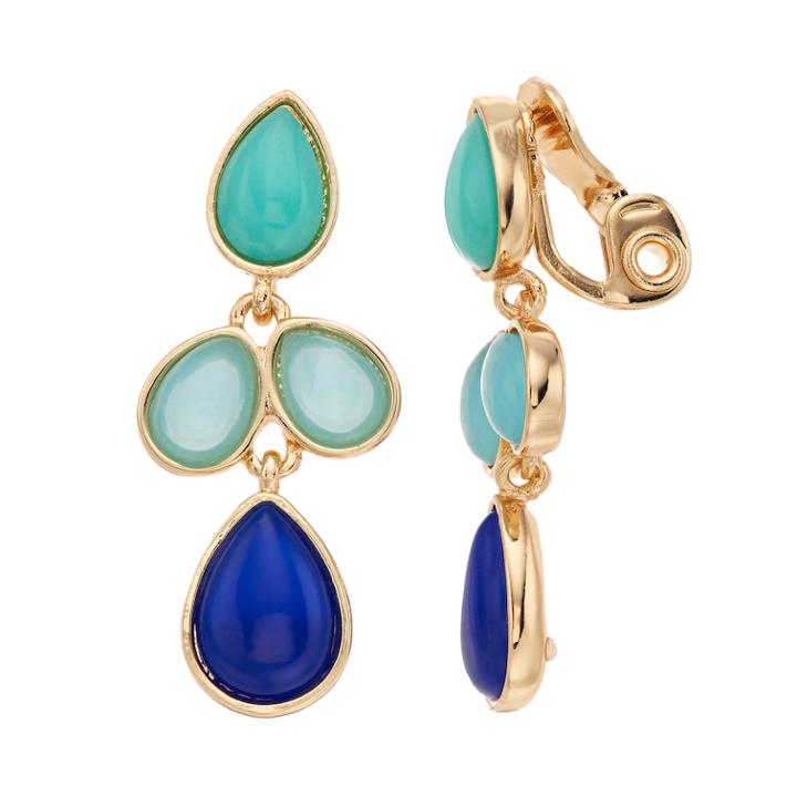 Napier Cabochon Drop Clip-on Earrings, Women's, Med Blue