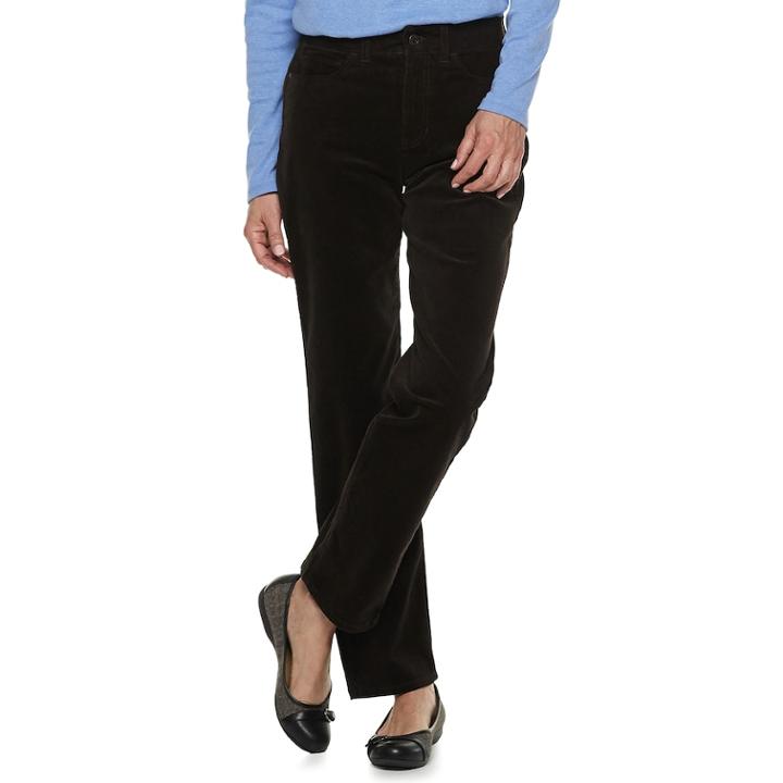 Women's Croft & Barrow&reg; Comfort Waist Straight-leg Corduroy Pants, Size: 4 T/l, Black