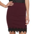 Juniors' Joe B Lace Hem Pencil Skirt, Teens, Size: Small, Dark Red