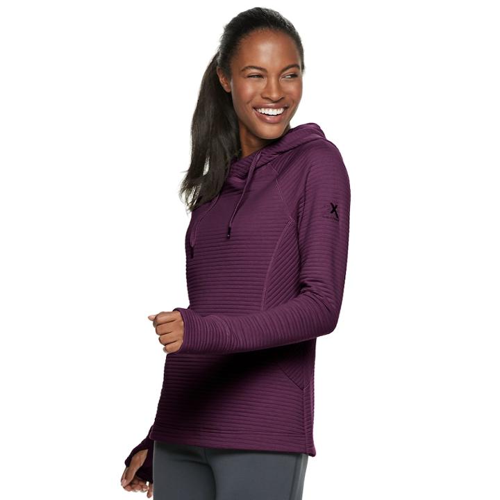 Women's Zeroxposur Tukino Ottoman-ribbed Hoodie, Size: Medium, Dark Brown