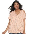 Juniors' Plus Size So&reg;cold-shoulder Top, Teens, Size: 1xl, Light Pink