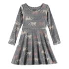 Girls 4-10 Jumping Beans&reg; Long-sleeved Print Skater Dress, Size: 8, Med Grey