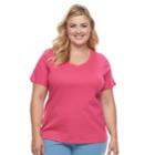Plus Size Croft & Barrow&reg; Essential V-neck Tee, Women's, Size: 0x, Med Pink