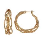 14k Gold-plated Twist Hoop Earrings, Women's, Yellow