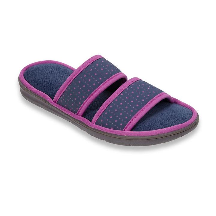 Dearfoams Women's Perforated Double Band Slippers, Size: Large, Blue Other