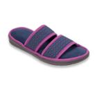 Dearfoams Women's Perforated Double Band Slippers, Size: Large, Blue Other