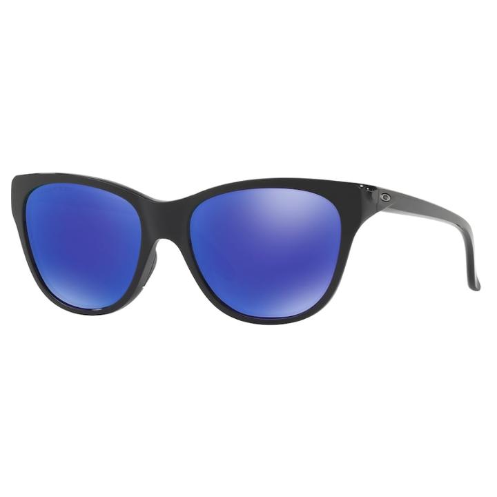 Oakley Hold Out Oo9357 55mm Cat-eye Violet Iridium Mirror Polarized Sunglasses, Women's, Black