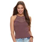 Juniors' Mudd&reg; Printed Halter Tank, Teens, Size: Medium, Purple
