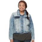 Juniors' Plus Size Mudd&reg; Washed Jean Jacket, Teens, Size: 3xl, Med Blue