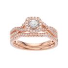 Simply Vera Vera Wang 14k Rose Gold 1/2 Carat T.w. Diamond Square Halo Engagement Ring Set, Women's, Size: 6, White