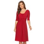 Women's Chaps Solid Knot-front Empire Dress, Size: Large, Red