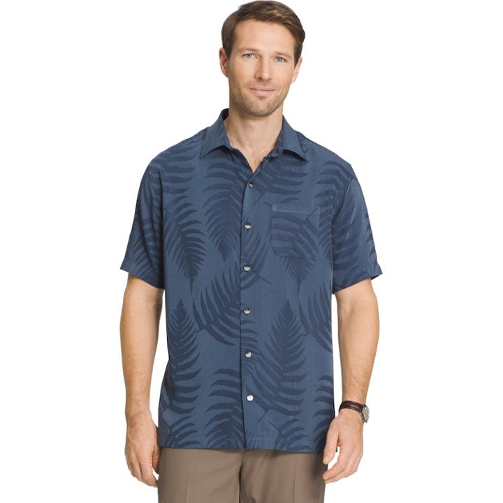 Men's Van Heusen Classic-fit Leaf Jacquard Button-down Shirt, Size: Small, Blue Other